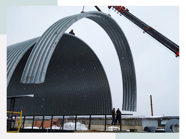 Полукруглые ангары в Глазове